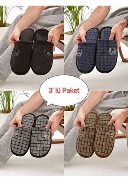 3'lü Paket M Kışlık Terlik Ev Terliği Çeyiz Bohça Seti Misafir Terliği