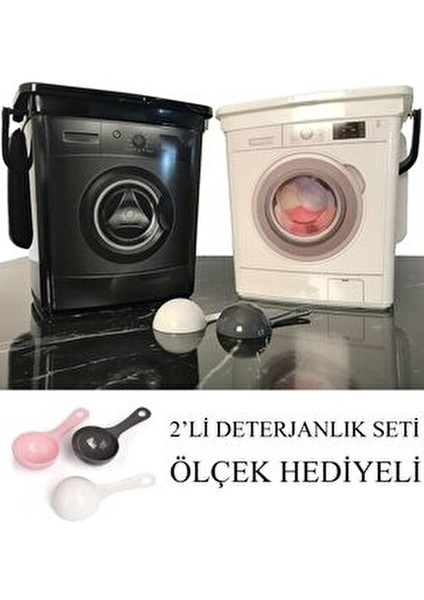 Çamaşır Makinesi Görünümlü Deterjanlık Seti, Ölçek Hediyeli 6 Lt Deterjanlık