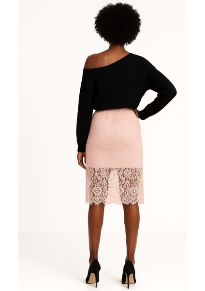 Yüksek Bel Dantel Astarlı Midi Etek indirimleri