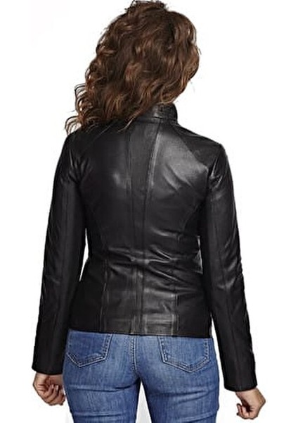 Kadın Cinzia Siyah Deri Ceket 2323 fırsatları