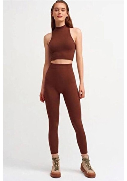 Kadın Fitilli Yüksek Bel Tayt Günlük Kullanımda Hareket Özgürlüğü Sağlayan Kırmızı