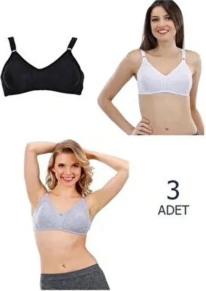 Kadın Penye Sütyen Dantel Kumaş Straplez Tasarım 3 Adet Yeni Sezon İç Giyim Seti