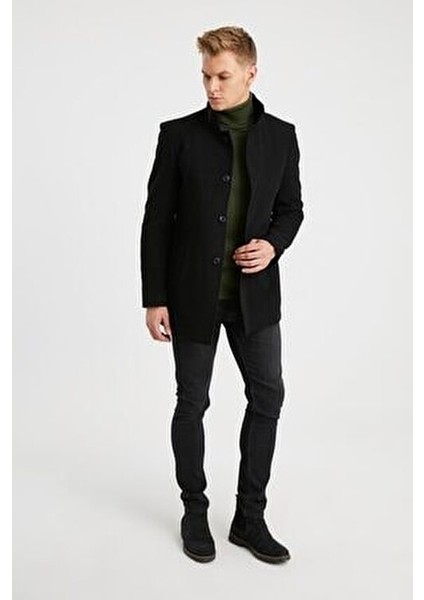 Siyah Kapitone Astarlı Yün Karışımlı Kaban Kadınlar İçin Casual Stil fiyatları