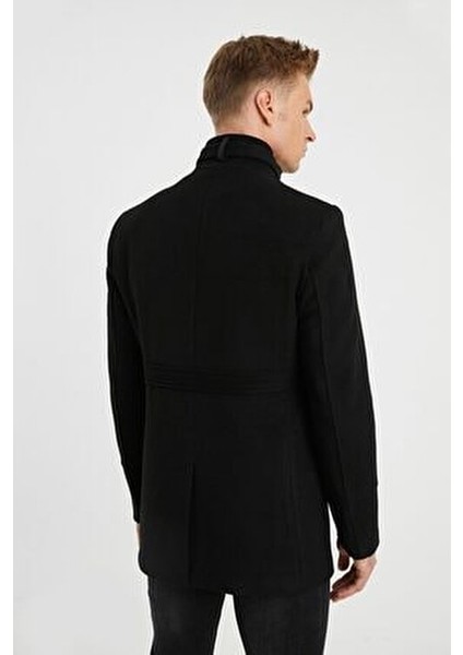 Siyah Kapitone Astarlı Yün Karışımlı Kaban Kadınlar İçin Casual Stil indirimleri