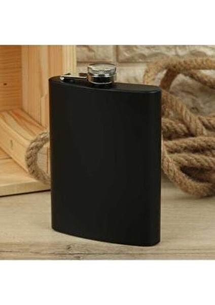 Paslanmaz Çelik Matara Siyah 8 Oz ( 236 ml ) Içki Viski Konyak Alkol