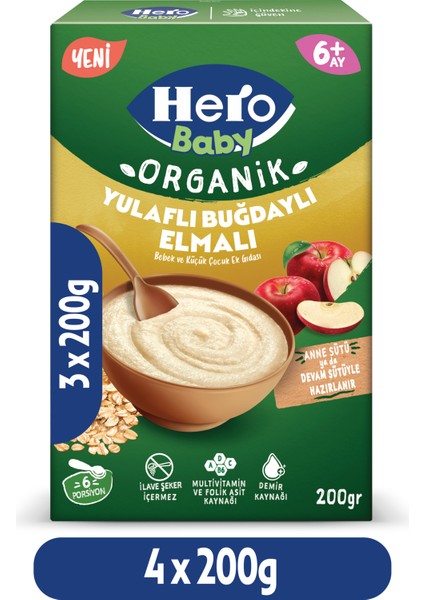 Organik Buğdaylı Yulaflı Elmalı 200G X4
