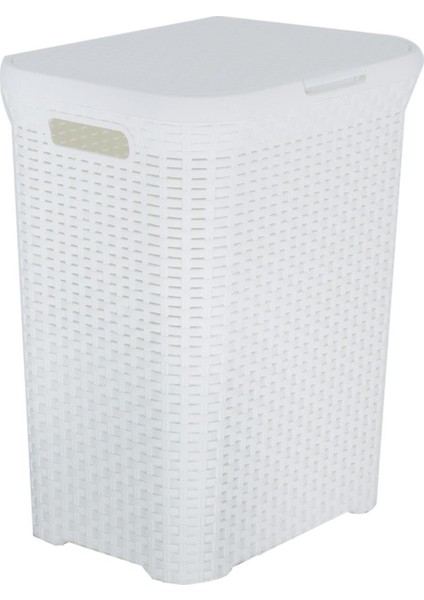 2'li Set Hasır Desenli Plastik Beyaz Çamaşır Sepeti & Beyaz Çamaşır Selesi fırsatları