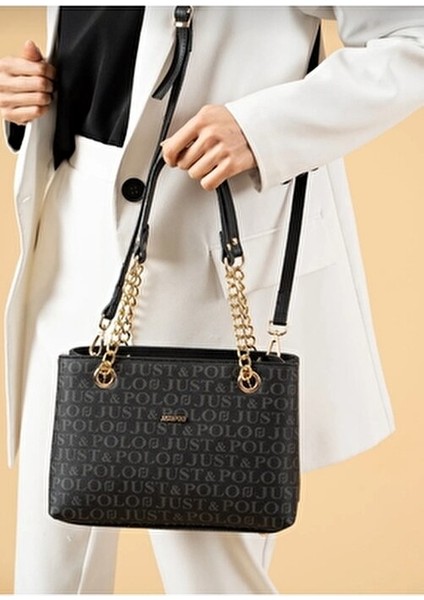 Justpolo Kadın Siyah 4 Bölmeli Omuz ve Çapraz Çantası indirimleri