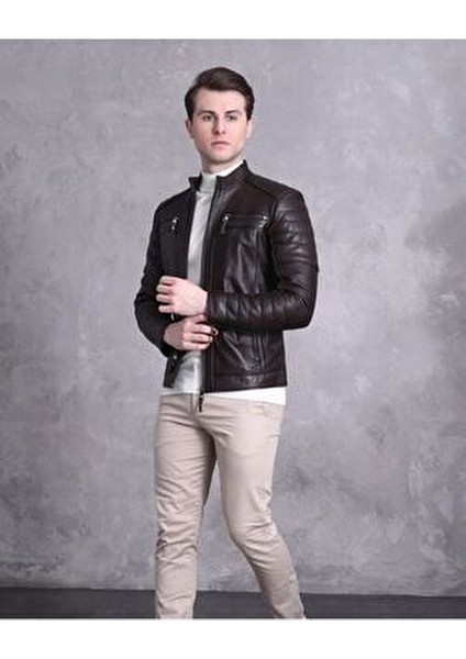 Motorcu Tarzı Deri Mont Spor Kesim Erkek