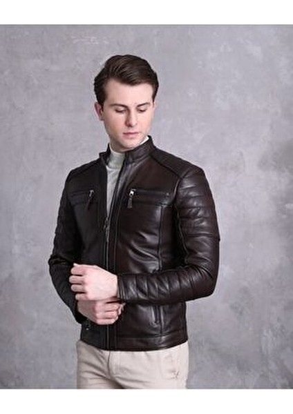 Motorcu Tarzı Deri Mont Spor Kesim Erkek