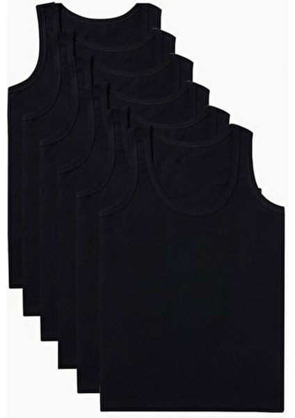 Erkek Çocuk Siyah Ribana Atlet Dokuma Kumaşla 6 Adet Rahat Kullanım İçin