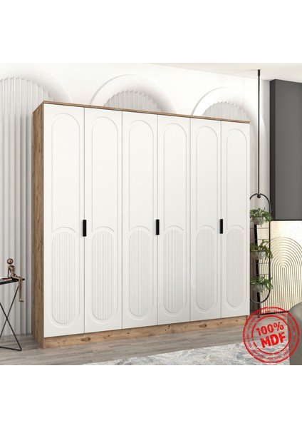Derin 6 Kapaklı Bazalı Gardırop Tamamı Mdf indirimleri