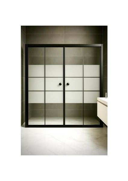 Duşakabin Ön Cephe Siyah Kumlama Box Desen