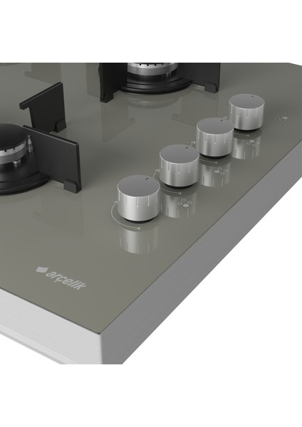 Stoc 828 G Set Üstü Ocak 4 Gözlü Cam Yüzey 60 cm Gri