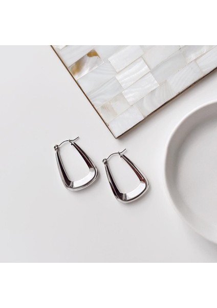 Spandrel Gri Çelik Küpe