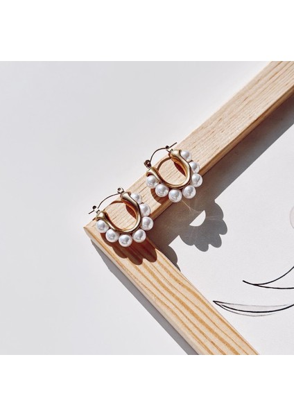 Perla Di Sette Gold Çelik Küpe