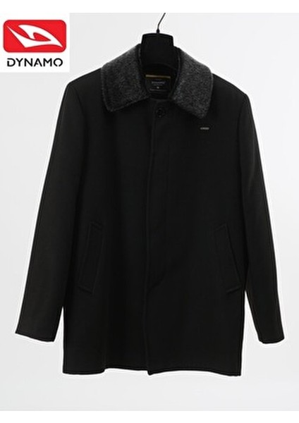 Erkek Siyah Suni Kürklü Yaka Yün Karışımlı Kaşe Rahat Kalıp Kaban modelleri