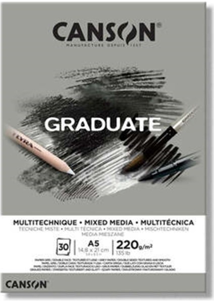 Mıxmedıa Grey A5 220GR Sanat Kağıdı 30 Yaprak Çok Amaçlı Kullanım İçin