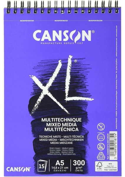 Xl Mix Media Spiralli Suluboya Ve Akrilik Defteri 300 Gr. A5 15 Sayfa fiyatları