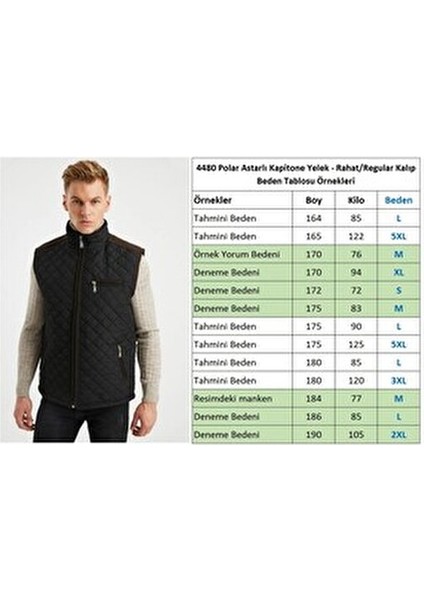 Erkek Siyah Polar Astarlı Rahat Kalıp Kapitone Yelek fiyatları
