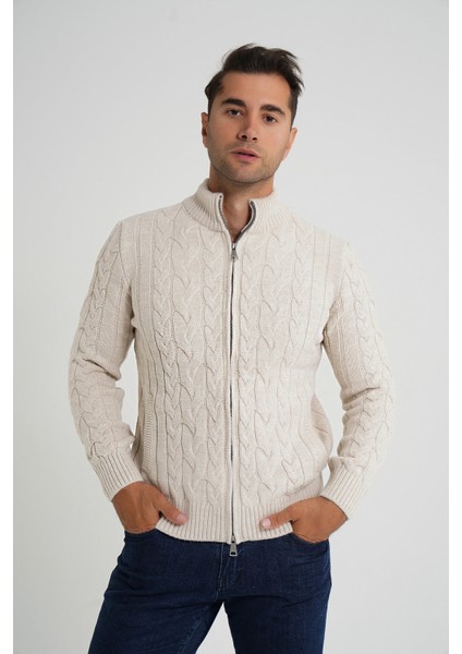 Cepli Arka Kol Fitilli Yürütme Saç Örgülü Dik Yaka Yün Hırka fırsatları