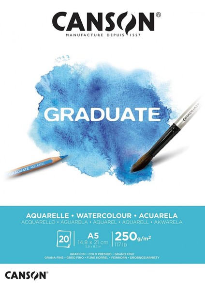 Graduate İnce Taneli Beyaz Suluboya Defteri A5 250 g/m² 20 Yaprak – Sanat ve Hobi Çalışmaları İçin fiyatları
