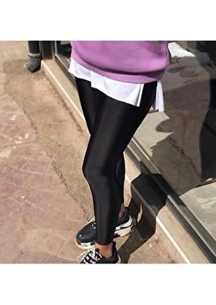 Kadın Parlak Disco Tayt Slim Fit Tasarım Toparlayıcı Özelliklerle Siyah fiyatları