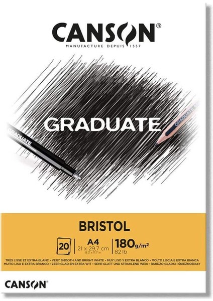 Gradute Bristol A4 180GR 20 Yaprak Düz Renkli Kağıt 21x29.7 cm Boyutunda