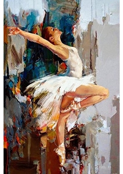 Renkli Balerin Kız Kanvas Tablo Yağlı Boya Görünümlü Tek Parça Kanvas Malzeme indirimleri