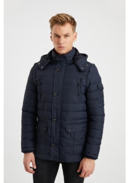 Erkek Lacivert Kaban + Yelek 2 Si Bir Arada Su Geçirmez Kaplamalı Kumaş fiyatları