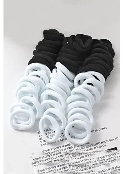 Kadın 50'li Siyah-Beyaz Lastik Toka Seti