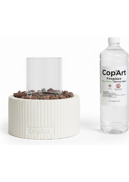 Alba Beyaz Biyoetanol Masaüstü Şömine - 1 Lt Yakıt ve Dekoratif Taş Hediye fiyatları