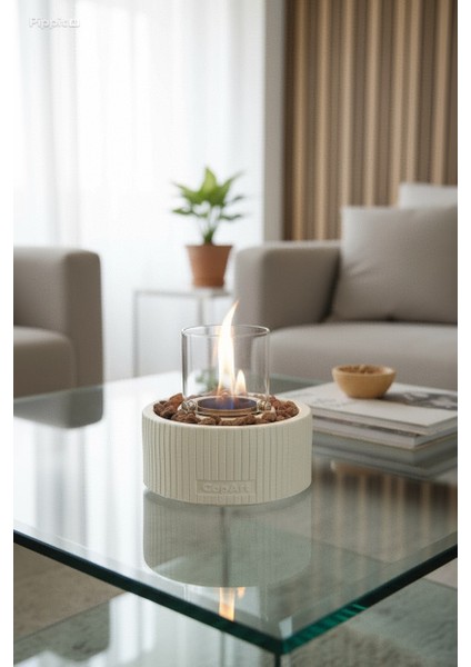 Alba Beyaz Biyoetanol Masaüstü Şömine - 1 Lt Yakıt ve Dekoratif Taş Hediye indirimleri