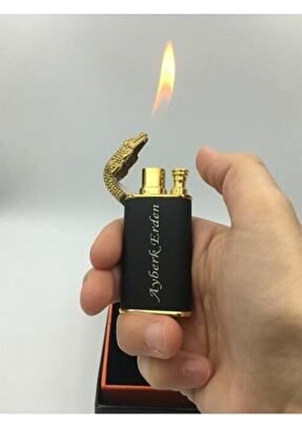 Kişiye Özel Isim Baskılı Ejderha Çakmak ( Gazlı ) Timsah Çakmak Rüzgarda Sönmez Pürmüzlü modelleri