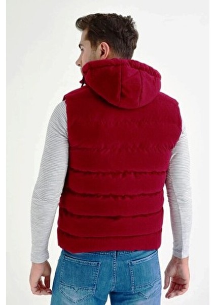 Erkek Bordo Kapüşonlu Polar Astarlı Şişme Yelek fırsatları