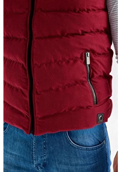 Erkek Bordo Kapüşonlu Polar Astarlı Şişme Yelek indirimleri