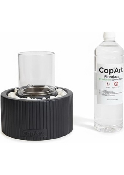 Alba Siyah Biyoetanol Masaüstü Şömine - 1 Lt Yakıt ve Dekoratif Taş Hediye fiyatları