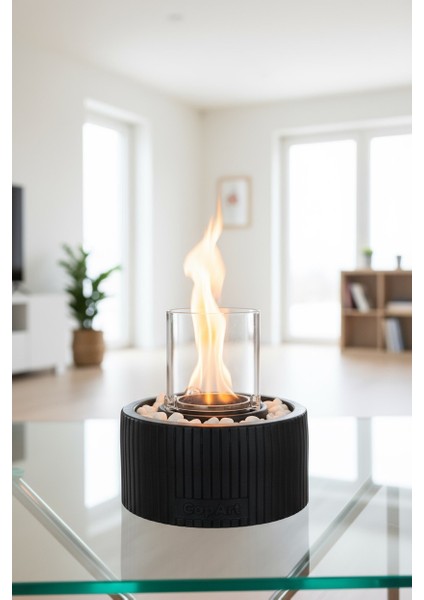 Alba Siyah Biyoetanol Masaüstü Şömine - 1 Lt Yakıt ve Dekoratif Taş Hediye modelleri