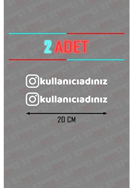 2 Adet Beyaz 20 cm Instagram Logolu Kullanıcı Adı Araç Kelebek Cam Sticker Etiketi Folyo Kesim