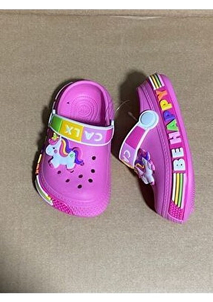 Kız Çocuk Unicorn Figürlü Kaydırmaz Taban Terlik Sandalet