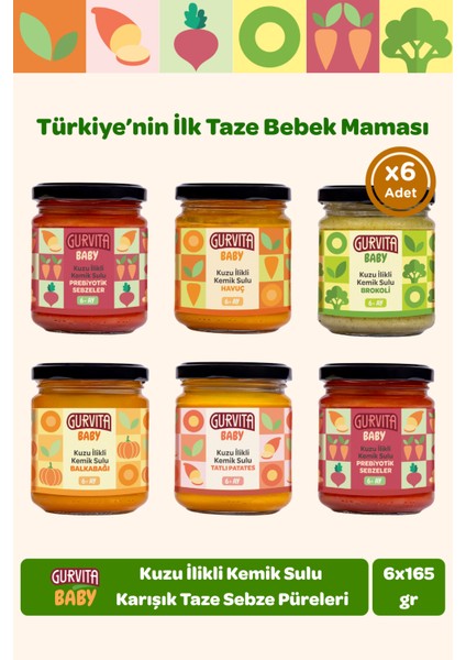 Baby Kuzu Ilikli Kemik Sulu Karışık Paket 165 gr 6'lı