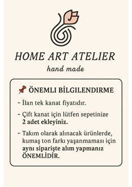Home Art Atelier Fırfırlı Vintage Keten Fon Perde Bej Renkli Tek Kanat Pilesiz Tasarım