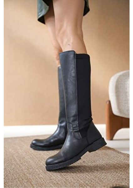 Kadın Olivya Siyah Dalgıç Mat Deri Çizme - Suni Deri Dolgu Topuklu Rahat Kullanım fırsatları