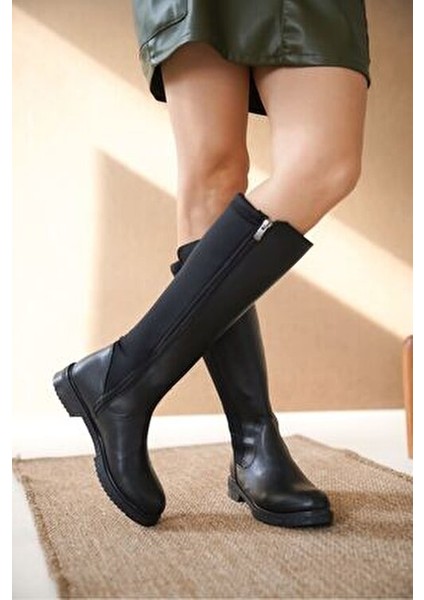 Kadın Olivya Siyah Dalgıç Mat Deri Çizme - Suni Deri Dolgu Topuklu Rahat Kullanım indirimleri