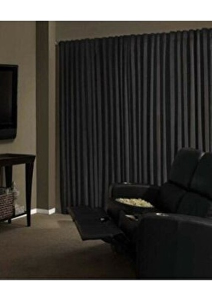 Siyah Blackout Fon Perde Pilesiz Düz Kumaş Dokuması ile Salon Kullanımı İçin fiyatları