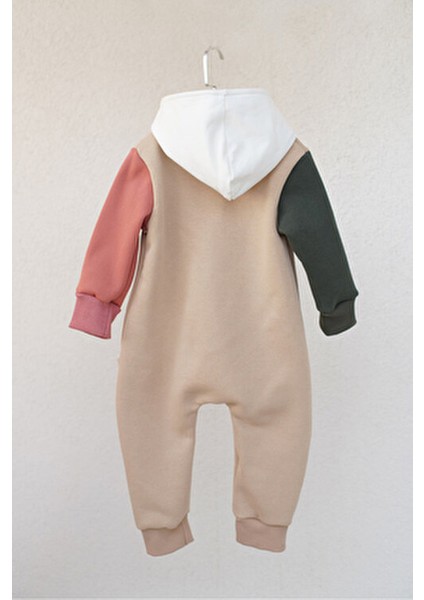 Çocuk Kışlık Tulum 4 Renkli 3 Iplik Şardonlu Kapüşonlu Tulum