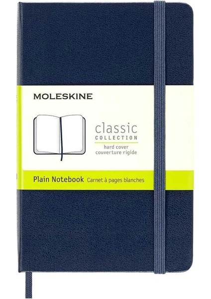 Sert Kapak Çizgisiz Defter Cep Boy 9X14 Cm. 192 Sayfa Safir Mavi
