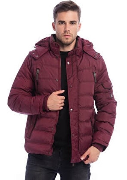 Erkek Bordo Mont + Yelek 2 Si Bir Arada Su Geçirmez