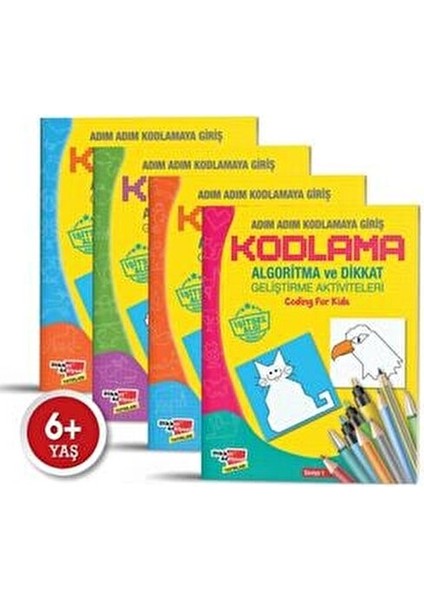 Algoritma Temelli Adım Adım Robotik Kodlama 4lü Kitap Seti Kitabı Komisyon Robotik Kodlama 6-8 Yaş fiyatları