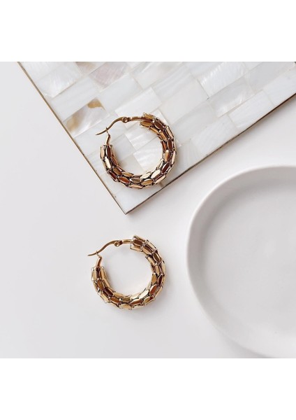 Morceau Gold Çelik Küpe